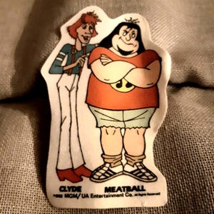 Emblema de tecido dos anos 1980 Spaghetti & Meatball, série infantil dos EUA, emblema da série, bolsa retrô