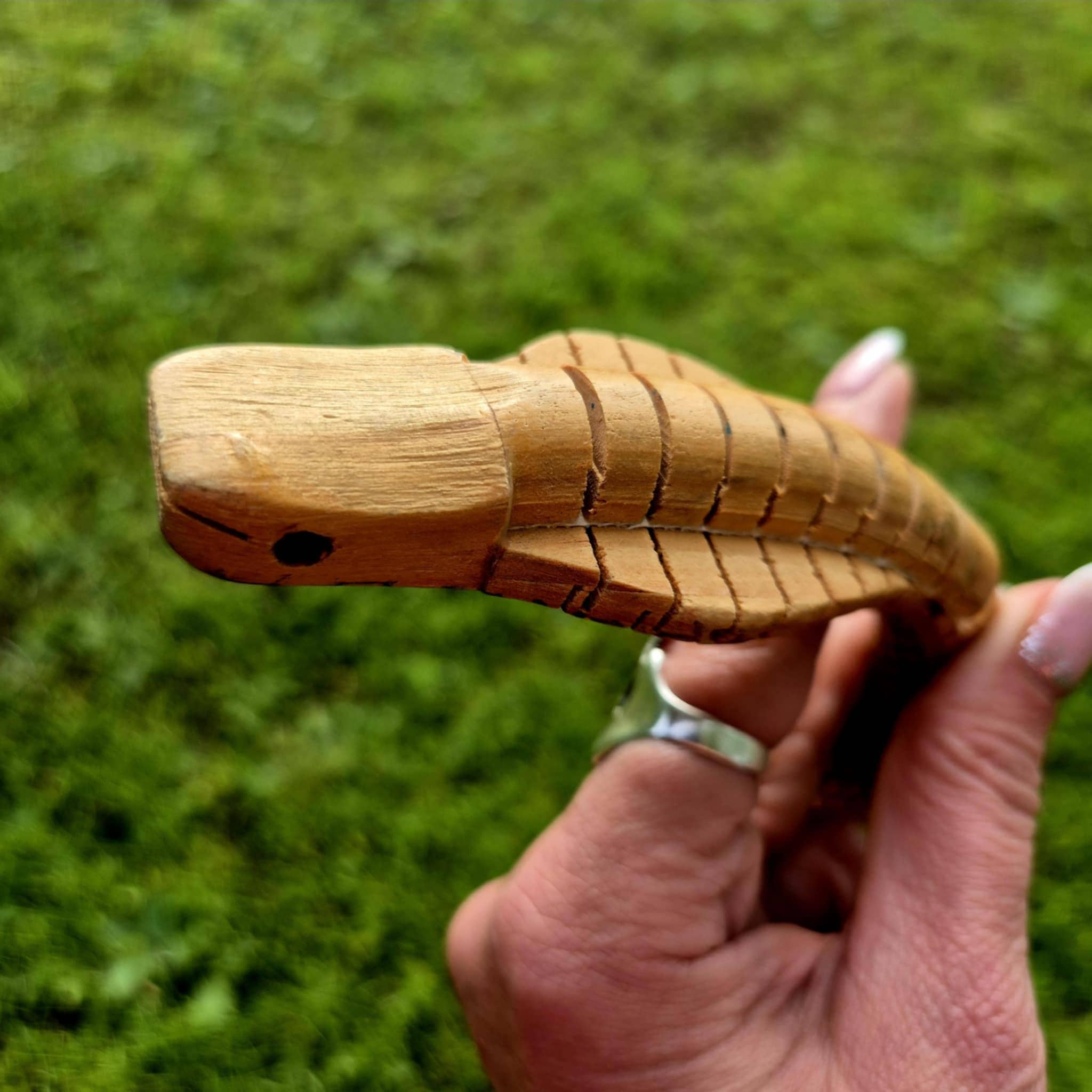 Vintage Articulated Wooden Snake Decor, Handcrafted Cobra Figurine