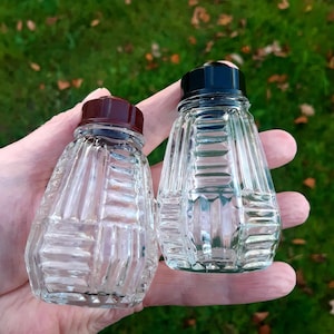 Vintage glass salt and pepper shakers