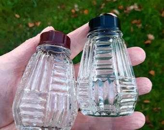Vintage glass salt and pepper shakers