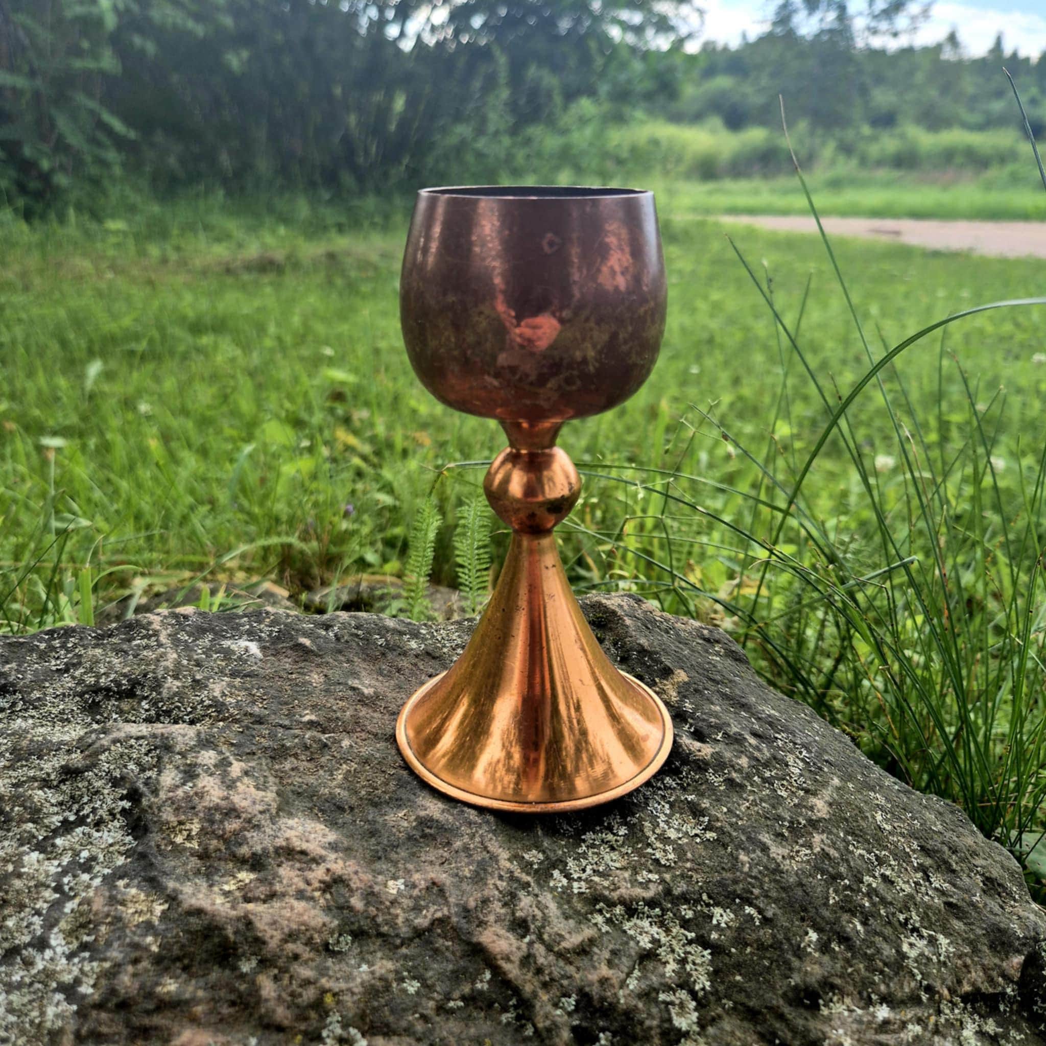 Vintage Copper Goblet, Patina Metal Cup, Witchy Halloween Decor (14cm) -  Etsy, image size:2048x2048