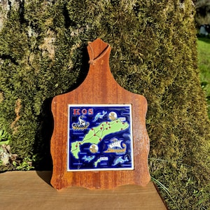 Vintage griechische Insel Kos Souvenir Käsebrett mit Keramikfliese