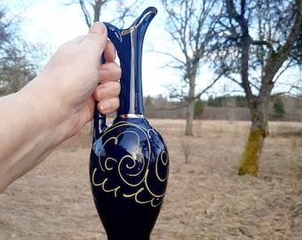 ヴィンテージ コバルトブルー 磁器 ピッチャー 花瓶