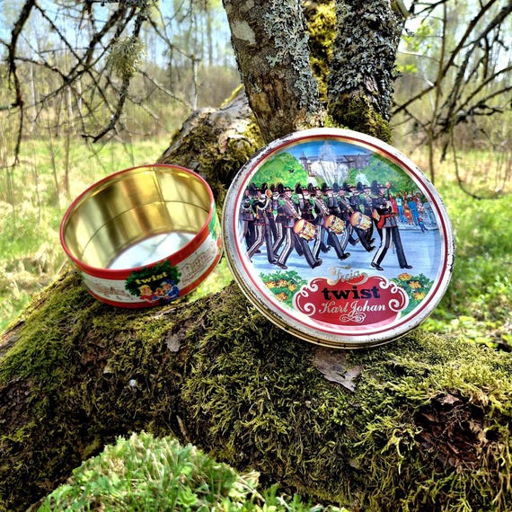 Vintage Freia Twist Tin Box, Karl Johan Parade Design, Norway