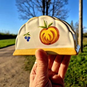 Obratte Portugal, handgemalter Serviettenhalter aus Keramik, Obarte Portugal Kunst, Vintage Fruit Design, rustikales Küchendekor