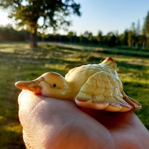 Yellow porcelain duck, Vintage  duckling figurine, animals figurine, Home decor, animal baby duck