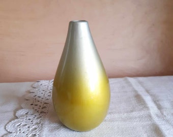 Gold with silver teardrop vase, ceramic vase, simple vase, vintage vase