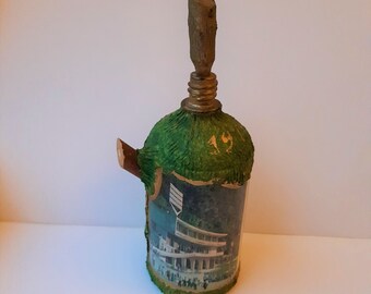 Decorative perfume bottle, retro bottle decoupage, chartreuse home decor