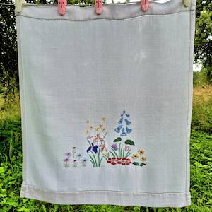 Vintage Hand Embroidered Doily, Colorful Floral Table Mat, Cottagecore Cotton Table Topper, Handmade Retro Linen, 53x60 cm