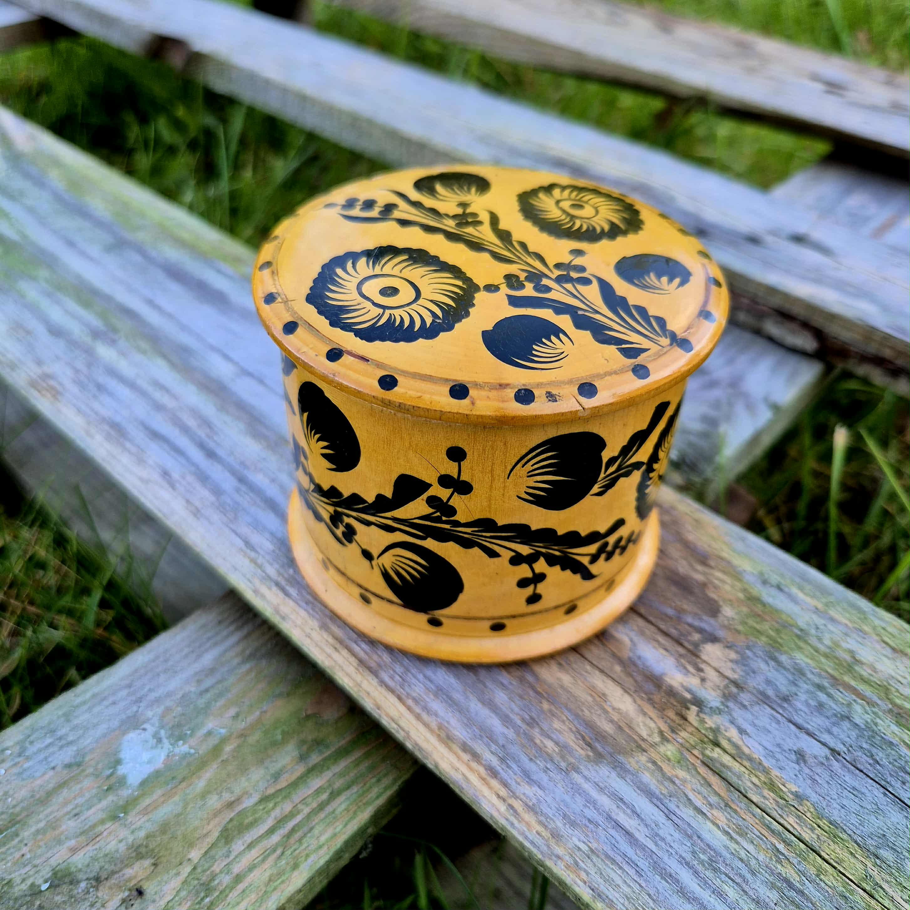 Vintage Hand-painted Wooden Trinket Box, Folk Floral Decor - Etsy