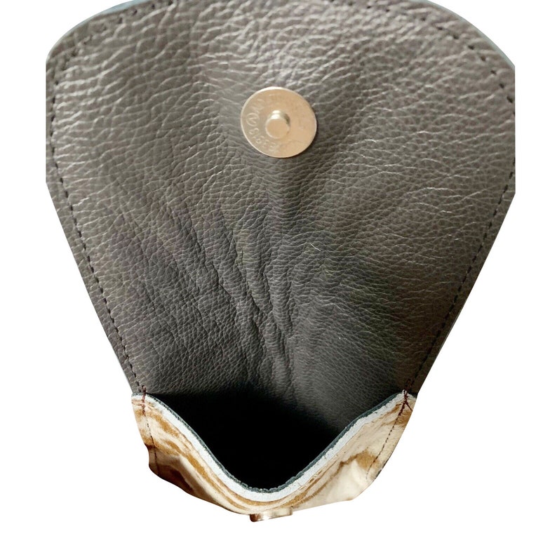 Raviani Flat WalletCoin Bag In Brown Speckle Hair On Cowhide Leather WConcho