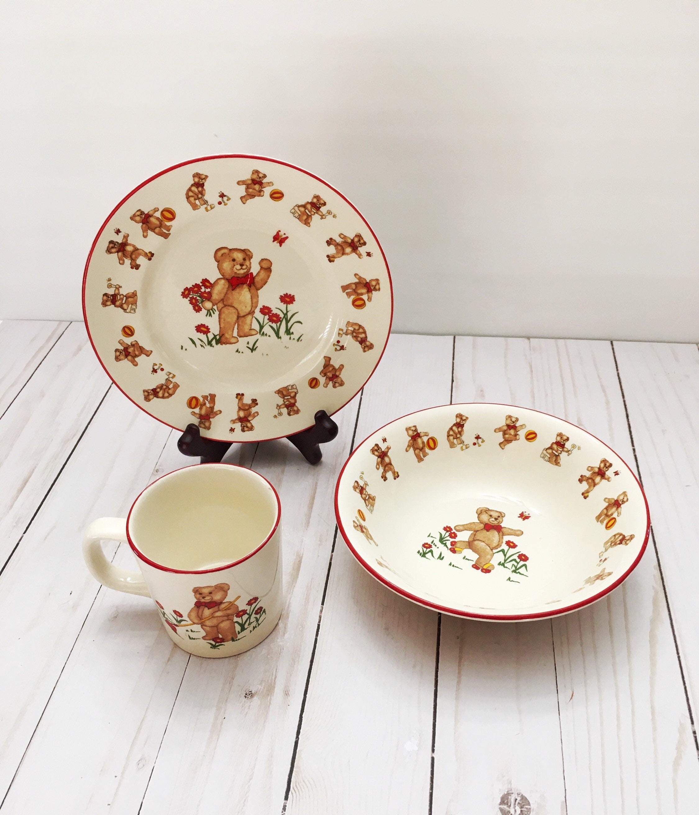 Mason Teddy Bear Childs Plate Bowl and Cup Set