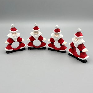 Ceramic Santa Napkin Rings, Santa Napkin Holder