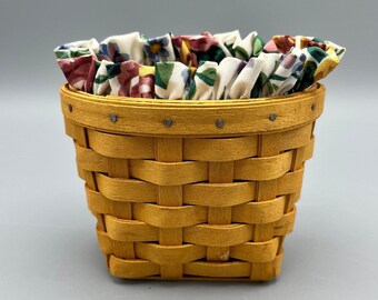 Longaberger Oregano Booking Basket with Floral Fabric Liner