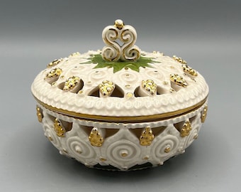 Italian KBNY Reticulated Ceramic Trinket Box