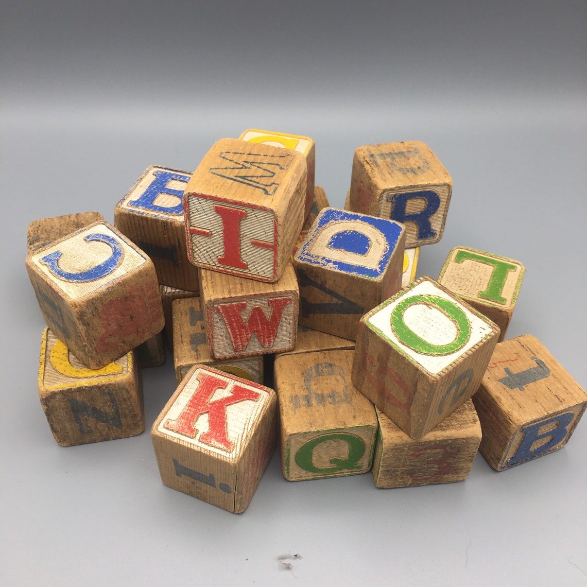 Vintage Wood Alphabet Blocks ABC Blocks Wood Blocks Etsy