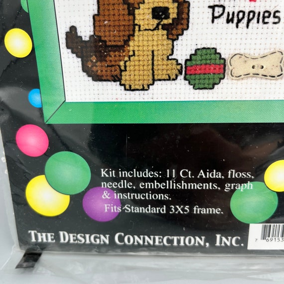 Beginner Cross Stitch Kits for Kids I Love Puppies Busy Bees 