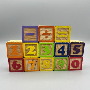 Vintage Wood Number Blocks: Colorful Math Learning Toy