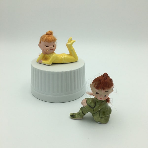 National Potteries Co Pair of Fairy Pixie Girls AS IS