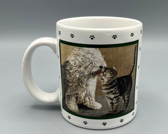 Cat and Dog Mug Tea Cup Cat Dog Printed Mug Cup Porcelain 18oz Cat Dog Design 