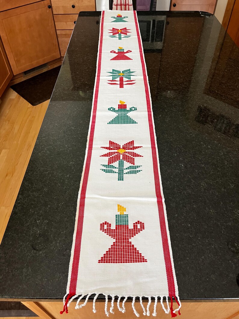Embroidered Christmas Table Runner Etsy