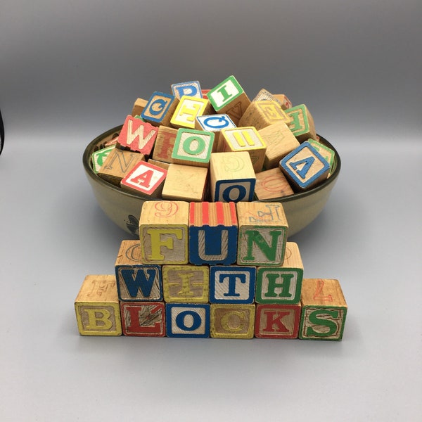 Vintage Wooden Alphabet Blocks