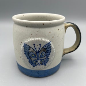 Stoneware Coffee Mug with Butterfly Design