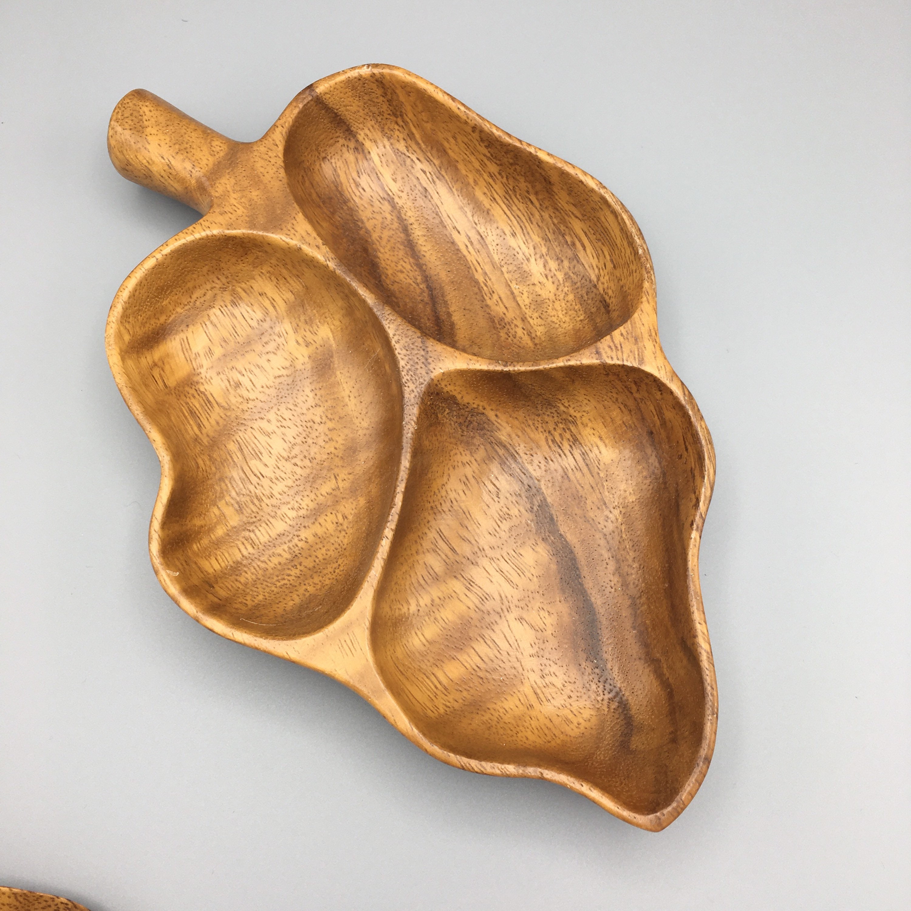 Wood Leaf Shaped Divided Nut Bowl with Spoon Etsy