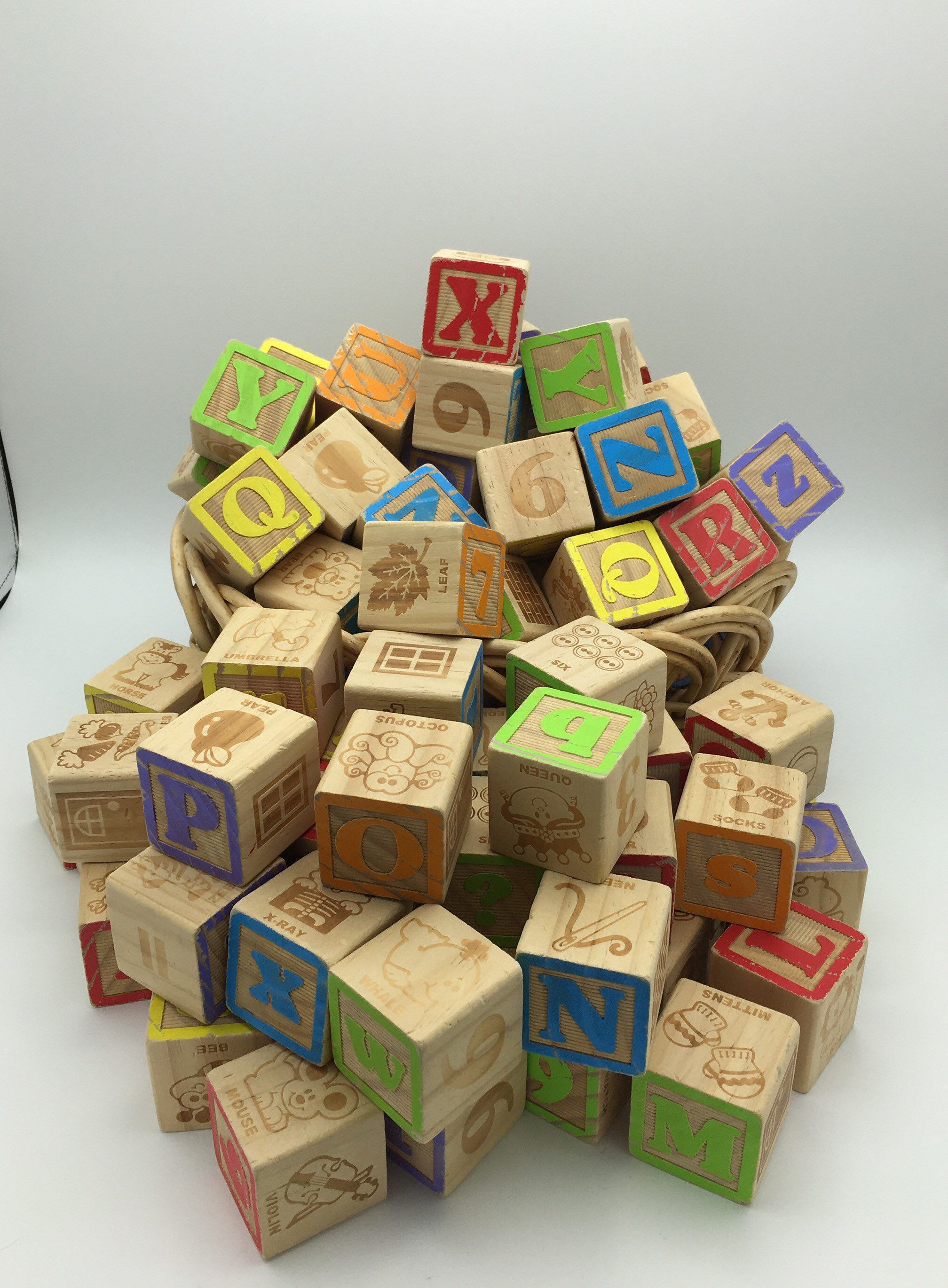 Deluxe ABC 123 Wooden Blocks Wooden Toy Blocks Building Blocks Wood Blocks  Toy Blocks Alphabet Blocks Baby Blocks Wooden Toy Wood Toy Blocks 