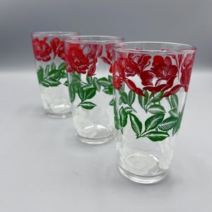 Vintage Juice Glasses, Red White and Green Drinking Glasses
