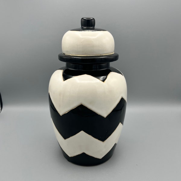 Nate Berkus Black and White Chevron Vase Urn