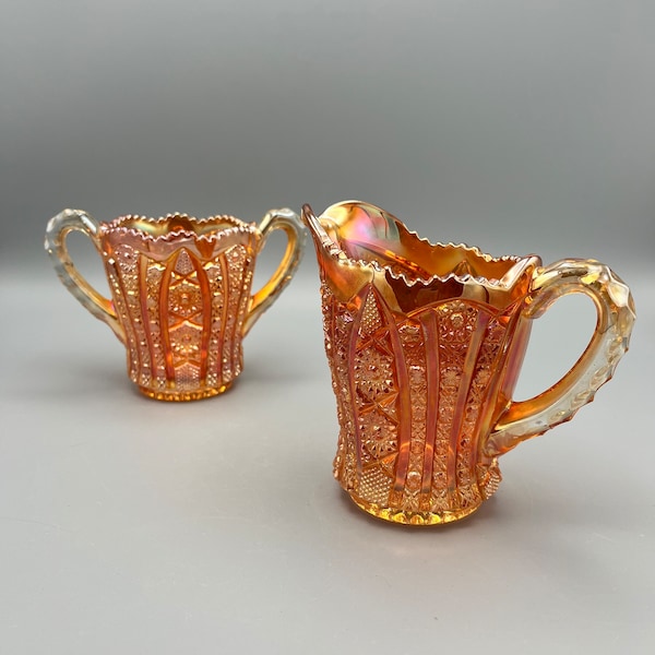 Carnival Glass Creamer and Sugar Set Etsy