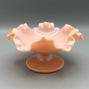 Fenton Pink Milk Glass Footed Compote