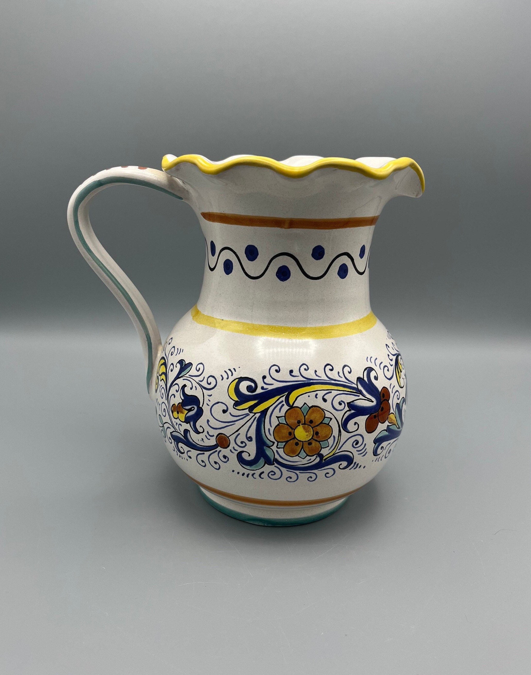 Vintage Italian Eden Ceramic Carafe Pitcher Blue Gray Italy Mid C. - Ruby  Lane