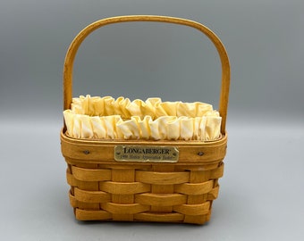 Longaberger 1998 Hostess Appreciation Basket with Buttercup Yellow Striped Liner