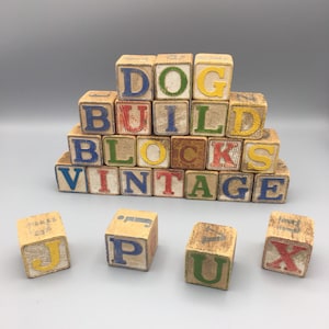 Vintage Wood Alphabet Blocks, ABC Blocks, Wood Blocks