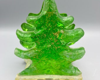 Green Lucite Tree Napkin Holder