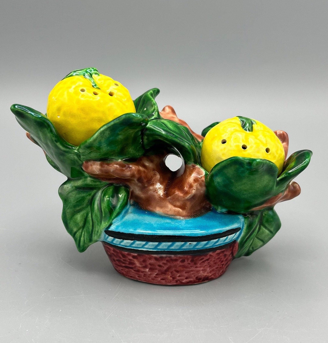 Vintage Ceramic Lemon in Tree Salt and Pepper Shakers Etsy