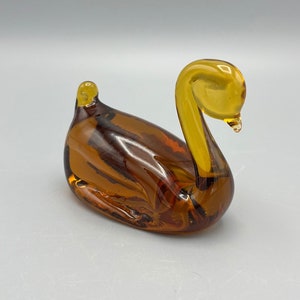 Amber Glass Swan Figurine