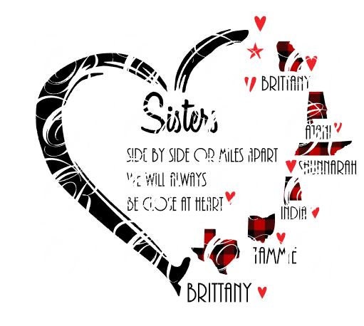 Sister with heart, miles apart svg, Silhouette cricut cutter, be clos…