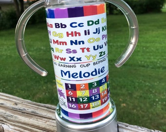 learning cup for kids, abc learning cup, number cup, counting tumbler, personalized tumbler, Days of the week cup, Months of the year