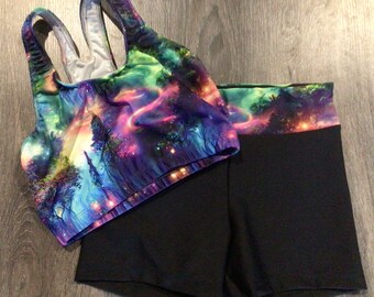 Sports Crop top and gym training shorts