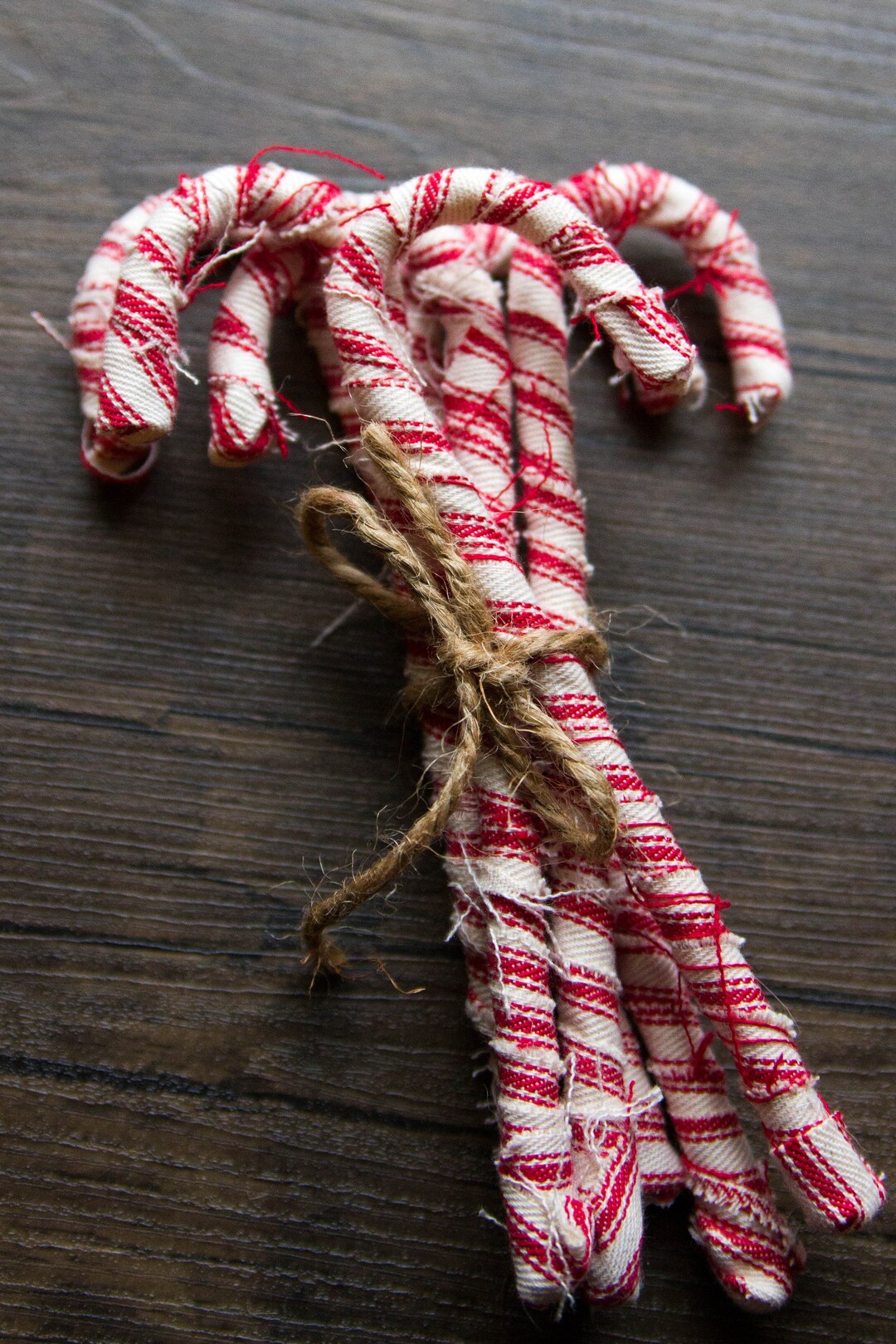 Rusty Candy Red Ticking Candy Canes | Rustic Candy Cane Ornaments | Candy Cane ...