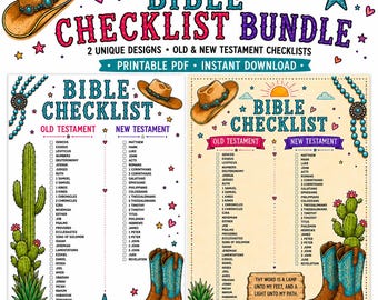 Cowgirl Bible Checklist Bundle | Old & New Testament Tracker (PDF Download)
