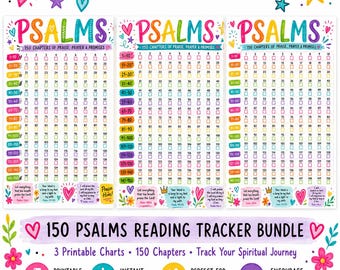 Colorful Psalms Checklist Printable | Bible Journaling & Bible Study Tracker | Christian PDF Download