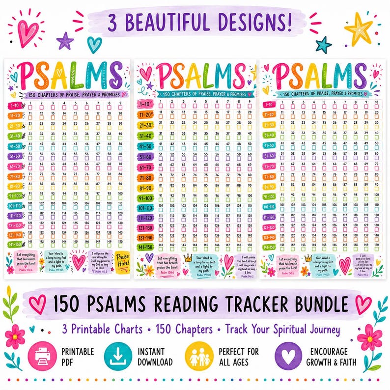 Colorful Psalms Checklist Printable | Bible Journaling & Bible Study ...