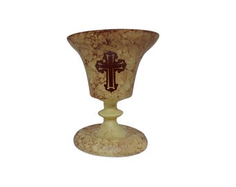 Handmade Ceramic Vigil Lamp: Greek Orthodox Cross or Theotokos Icon