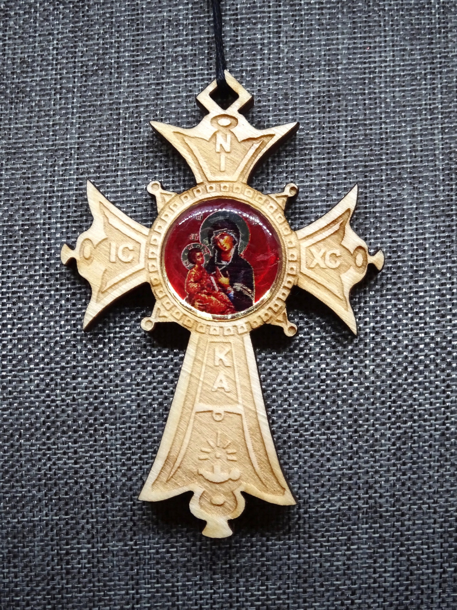 Croix Orthodoxe Russe En Bois Sculpté - Double Face, Trois Barres - Dimensions 20x10,8 Cm - Décoration Murale Pour Maison, Chapelle, église - Trou De Fixation Inclus