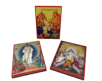 Wooden Orthodox Icon: Resurrection of Jesus Christ, Easter Gift (3x2'')