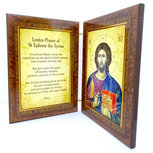 Saint Ephrem the Syrian Lenten Prayer Wooden Diptych, Orthodox Religious Gift, Orthodox Woden Diptych, Easter Gift, Prayer Corner Icon
